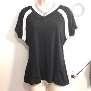 NWT! Danskin Now - Sporty Black & white V Neck T